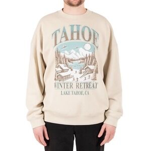 Lake Tahoe Winter Retreat Crew Neck Sweatshirt Beige Tan‎ Size M State of Mine